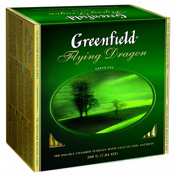 Чай зеленый Greenfield Flying Dragon 100 пакетиков фото в онлайн-магазине Kofe-Da.ru